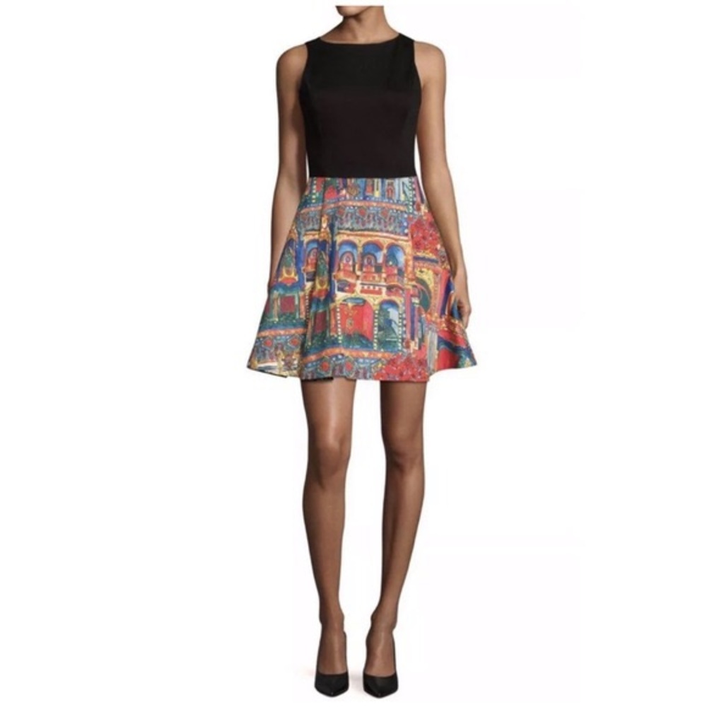 ALICE+OLIVIA Kourtney Havana Print A-line Dress - Picture 1 of 8